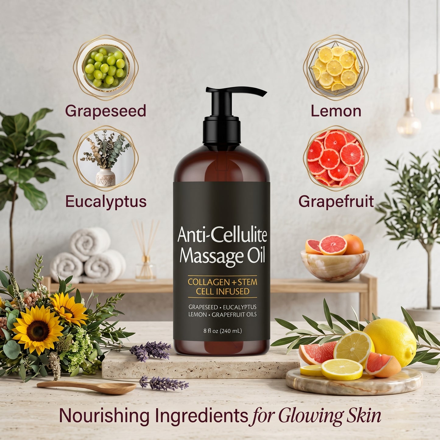 Anti-Cellulite Oil 8oz + Brush Kit